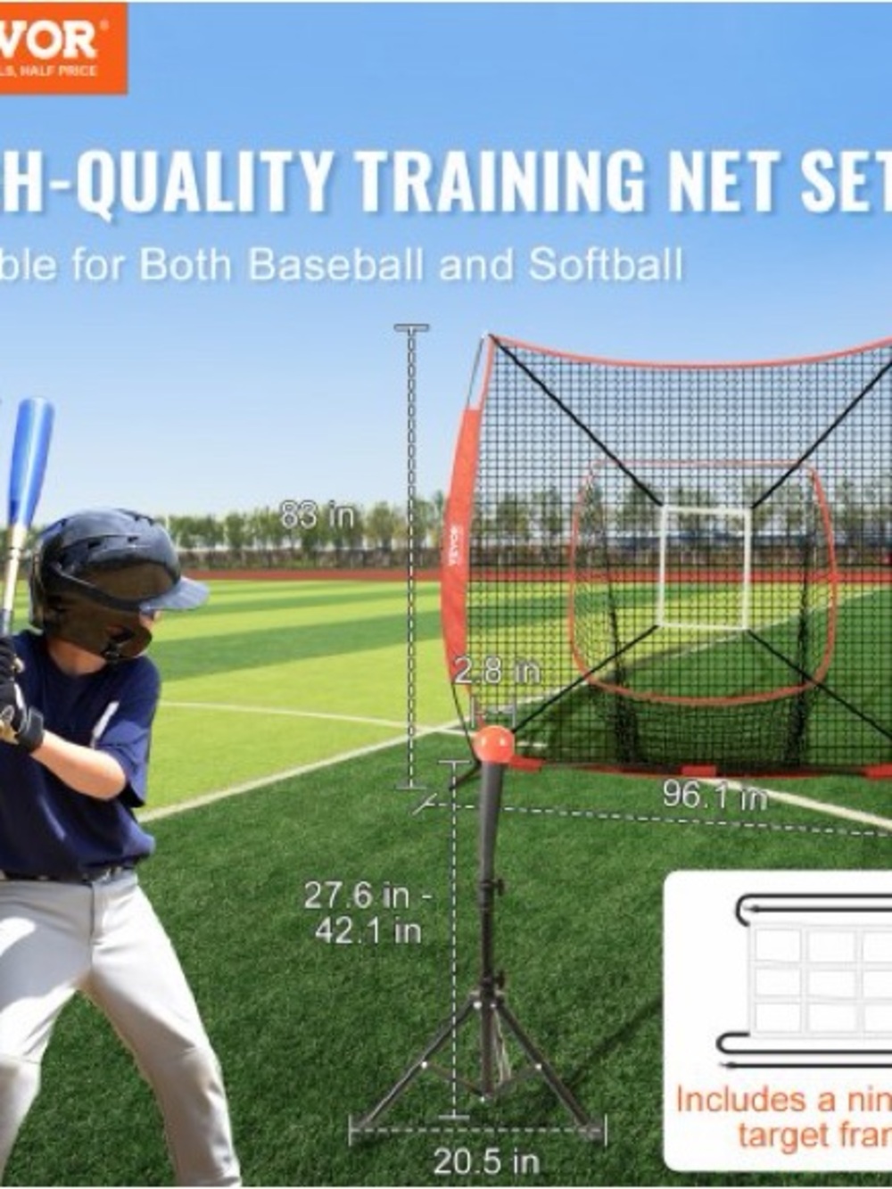 Red Portable Baseball/Softball Practice Net - Picture 2 of 2
